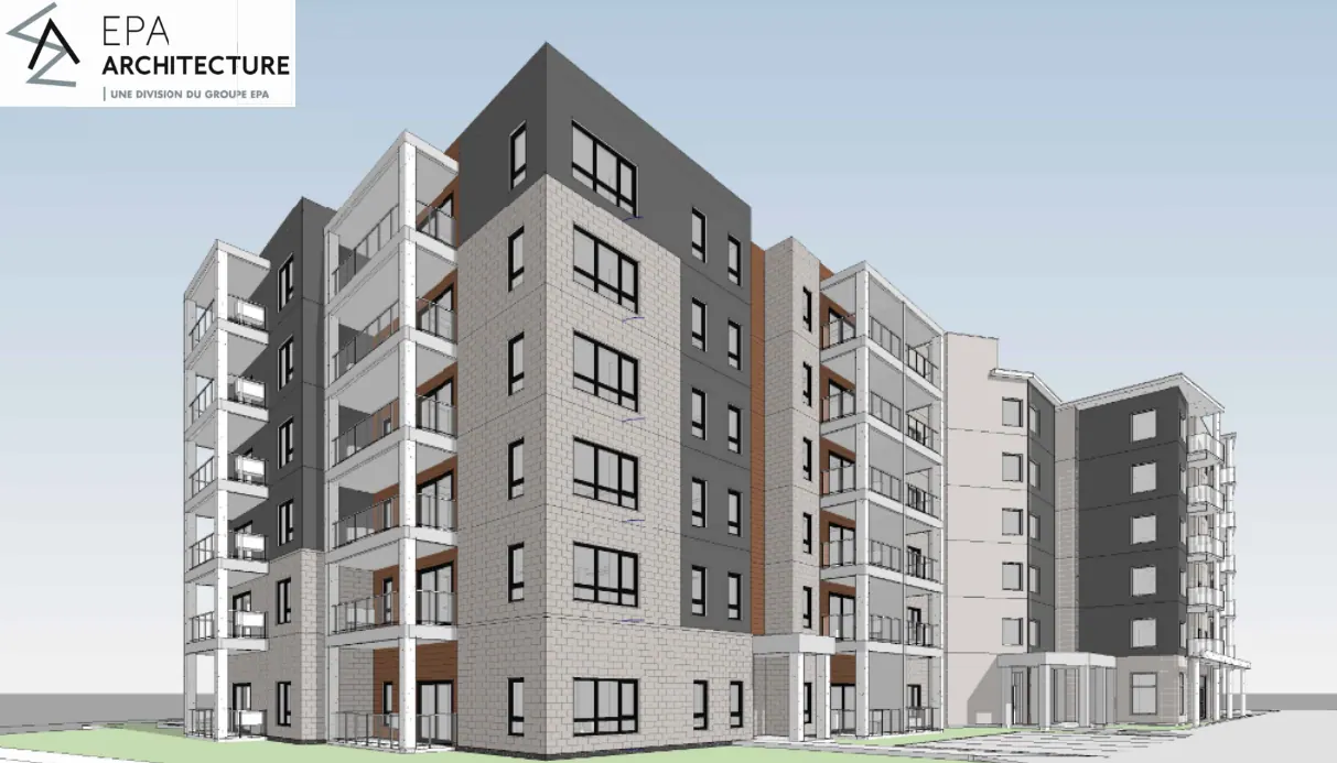 Place Alfred Boivin - Phase 2 — Construction de la phase 2 de la Place Alfred Boivin, une nouvelle aile de 42 logements en ossature légère de bois avec rangements en sous-sol.